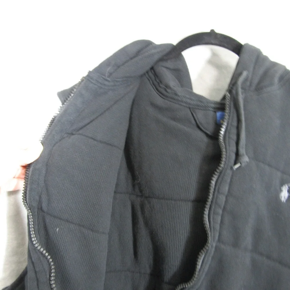 Polo Ralph Lauren Mens XXL Black Hooded Puffer Vest Full Zip Cotton Blend Pony